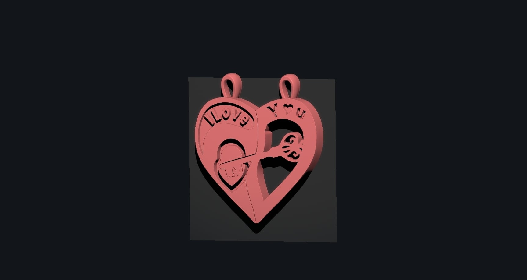 Heart Lock and Key chain 3d model