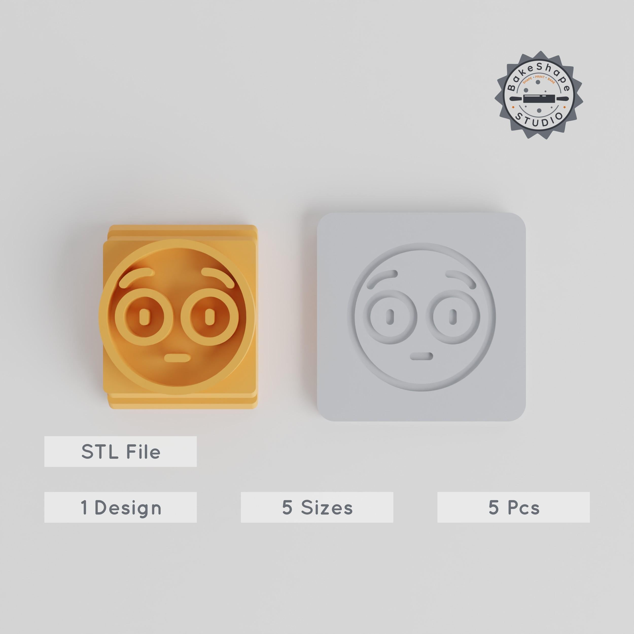 Flushed Stamp Tile Set, 5 Sizes, Perfect for Clay, Cookies & Fondant, Emoji Face Design PRODUCT_2474 3d model