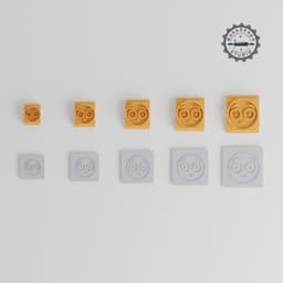 Flushed Stamp Tile Set, 5 Sizes, Perfect for Clay, Cookies & Fondant, Emoji Face Design PRODUCT_2474 3d model