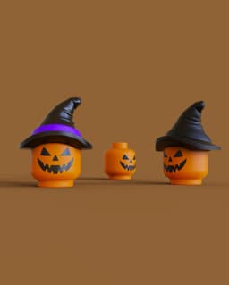 Pumpkin Halloween LEGO Heads Fidget Clickers Keychain 3d model