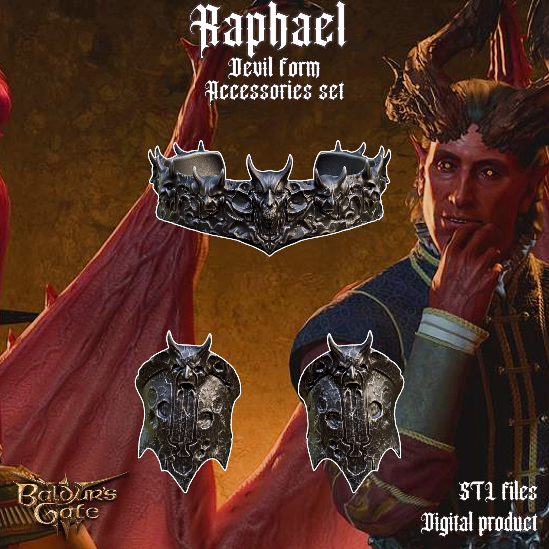 RAPHAEL DEVIL FORM FANTASY ACCESSORIES BALDURS GATE 3 3d model