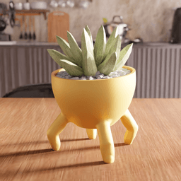 Quirky Standing Teacup Planter with Legs 3d model