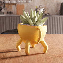 Quirky Standing Teacup Planter with Legs 3d model
