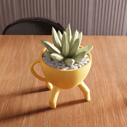 Quirky Standing Teacup Planter with Legs 3d model