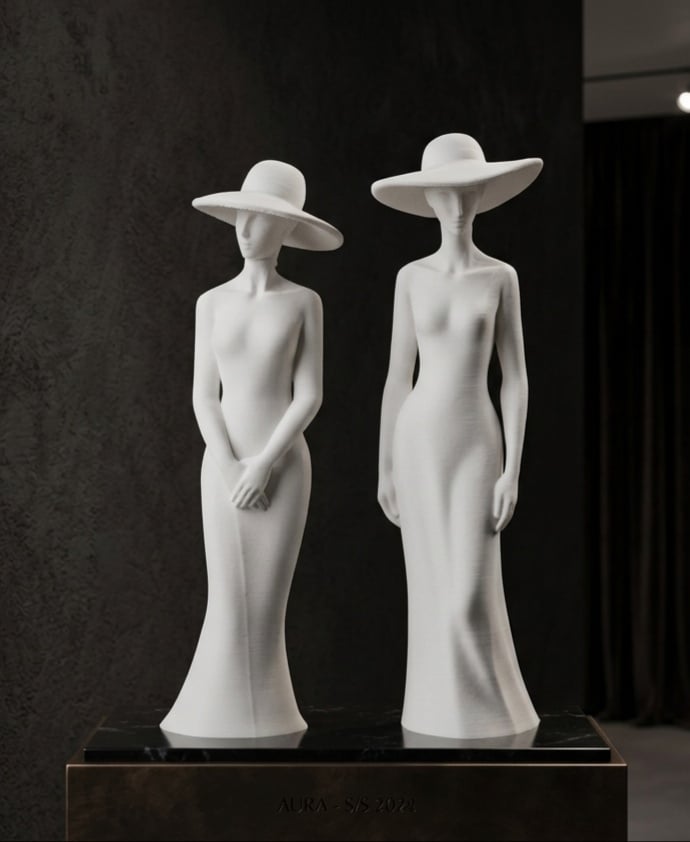 Ivory Muse Duo Modern Lady Sculpture Set 3d model
