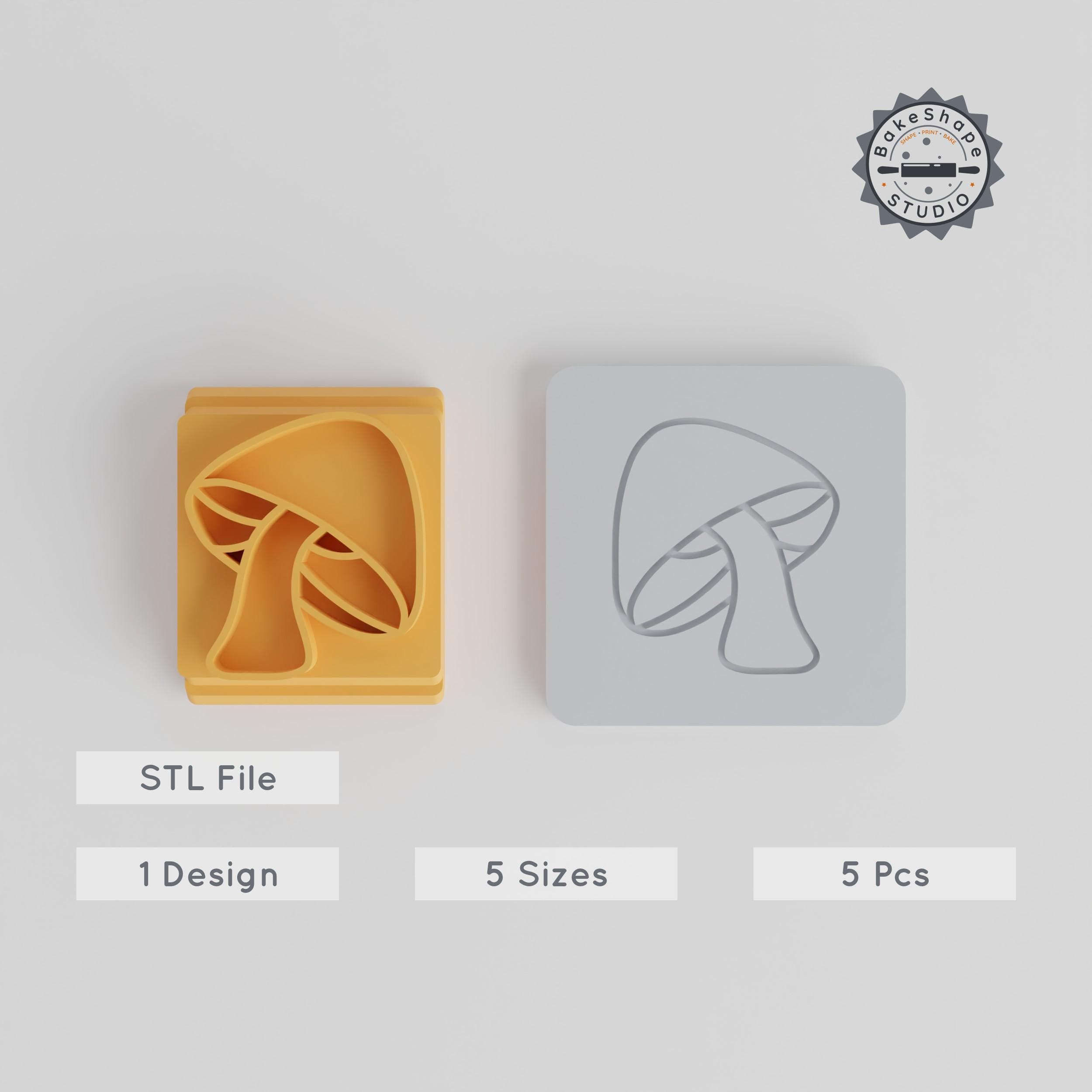 Mushroom Stamp Tile Set, 5 Sizes, Perfect for Clay, Cookies & Fondant, Nature-Inspired Fungi Motif PRODUCT_1826 3d model