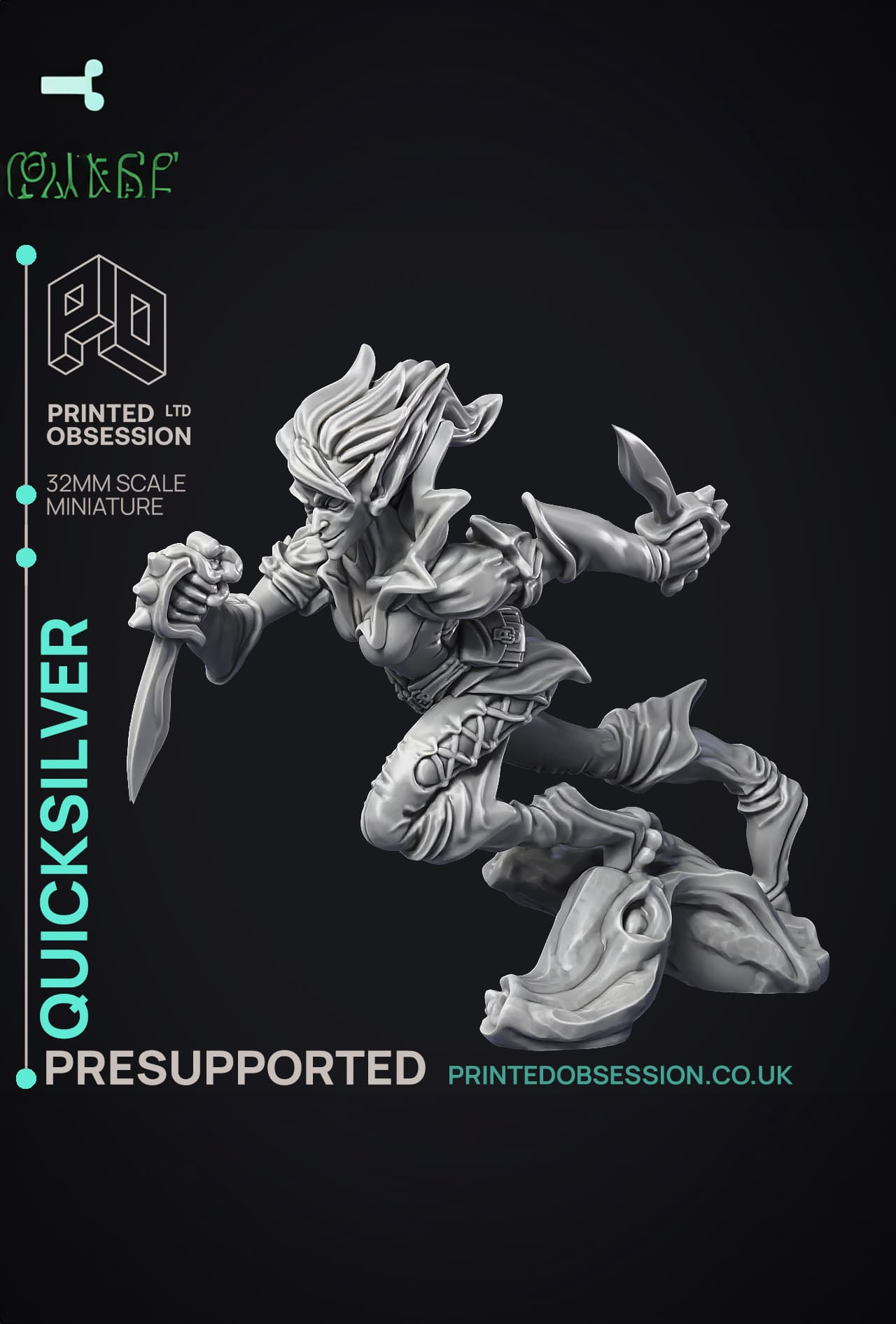 Quicksliver - Fey Fighter - PRESUPPORTED - 32mm Scale 3d model