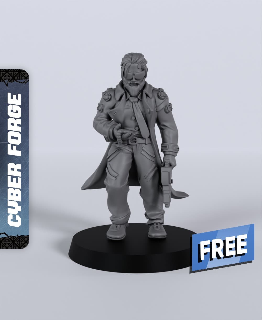 Adam Hunter - With Free Cyberpunk - Sci-Fi Gift Ideas for RPG and Wargamers 3d model