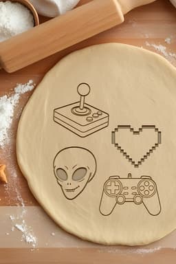 Gamer Alien Set Cookie Cutter, Biscuit Cutter 3d model