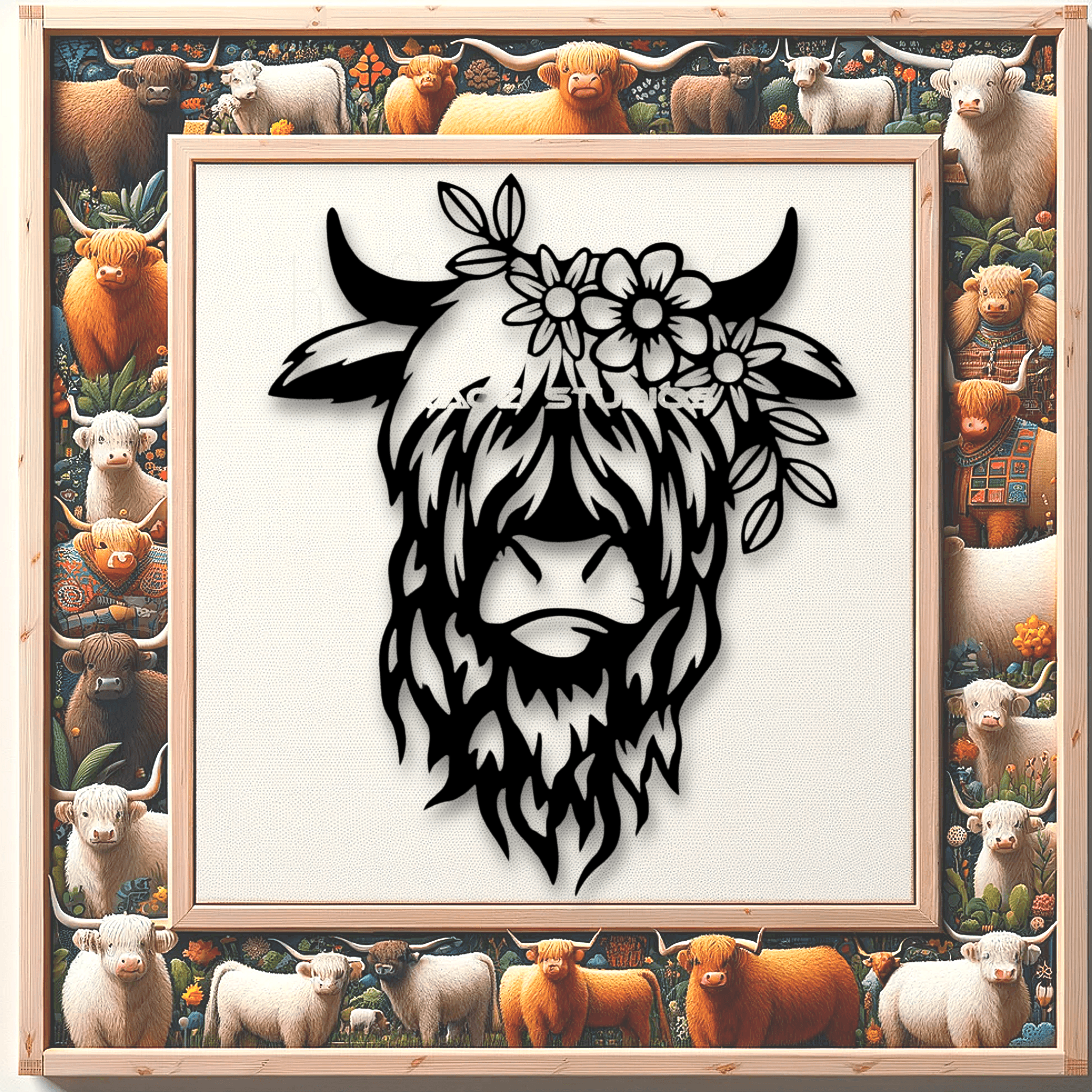 highland cow blk horns 3d model
