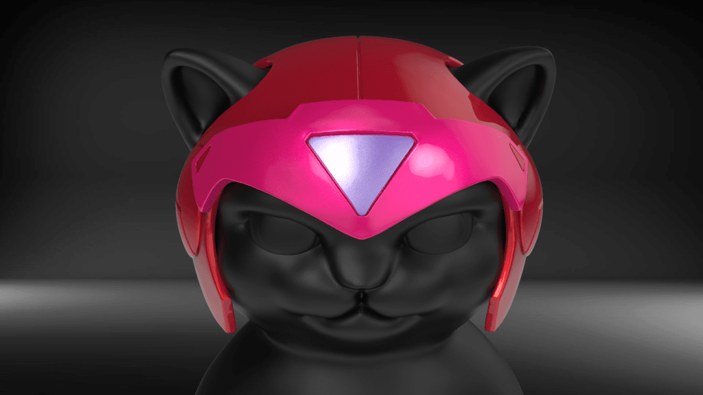 Cat Helmet Ninja Red 3d model