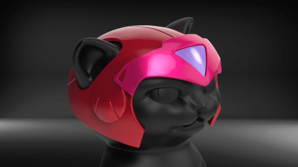 Cat Helmet Ninja Red 3d model