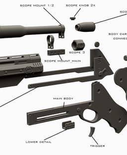 RSKF 44 Heavy blaster with removable scope 3d model