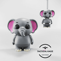 Flexy Elephant Figurine + Keychain 3d model