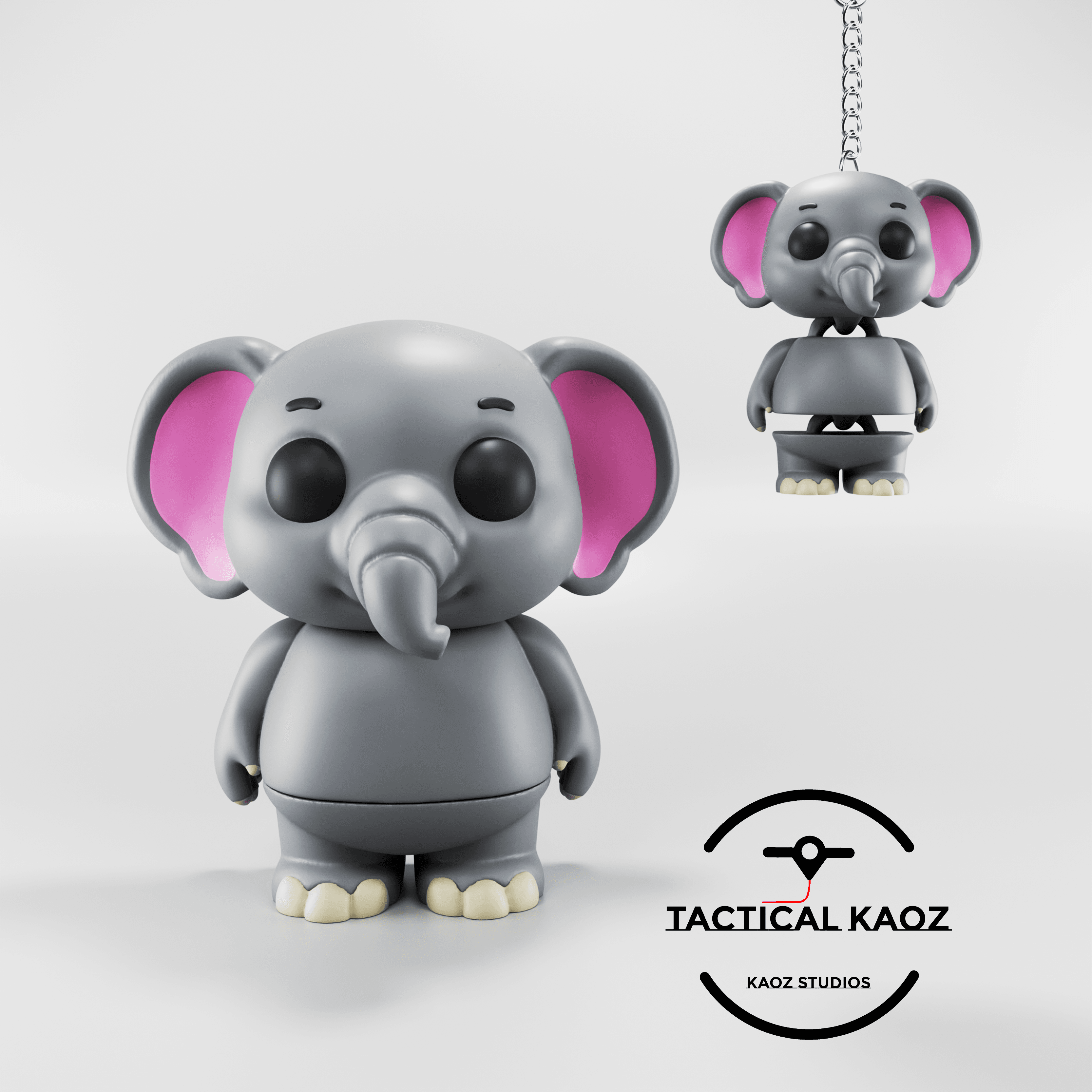 Flexy Elephant Figurine + Keychain 3d model
