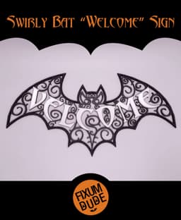 Swirly Bat "Welcome" Sign 3d model