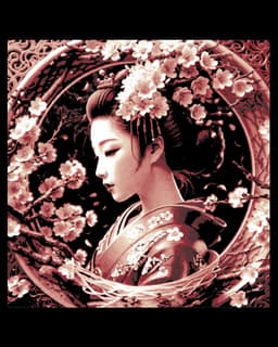 Spring Cherry Tree Blossoms and the beautiful artist Geisha 3d model