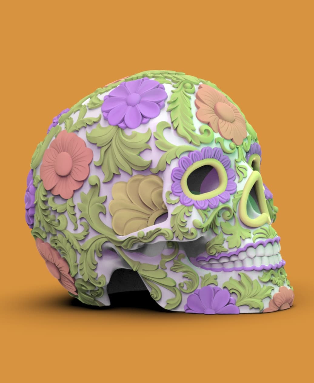 DĆa de Los Muertos Flower Skull #2 3d model