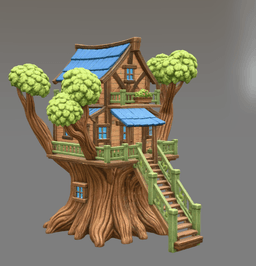 Fantasy Treehouse STL File for 3D Print 3d model