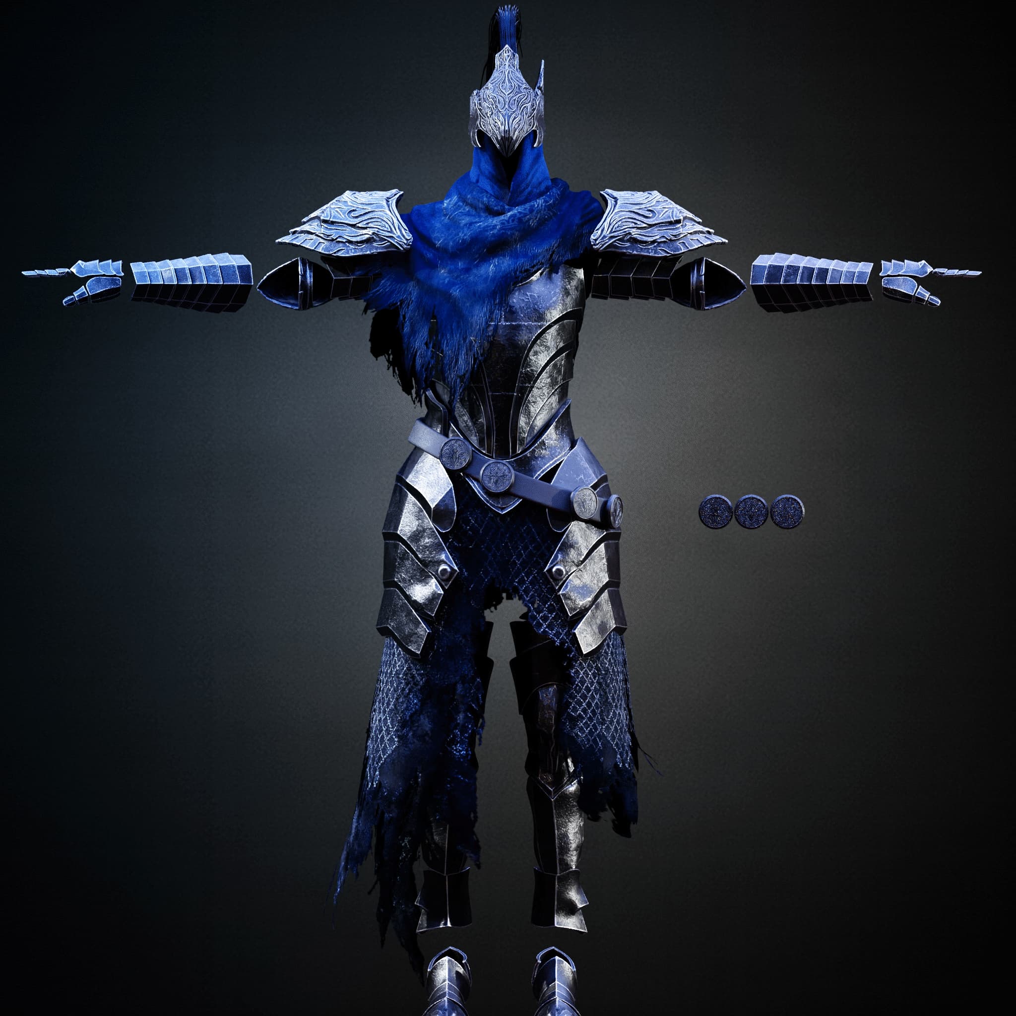 DARK SOULS KNIGHT ARTORIAS FULL PLATE ARMOR COSPLAY LIFESIZE – HELMET PACK FAN ART STL 3d model