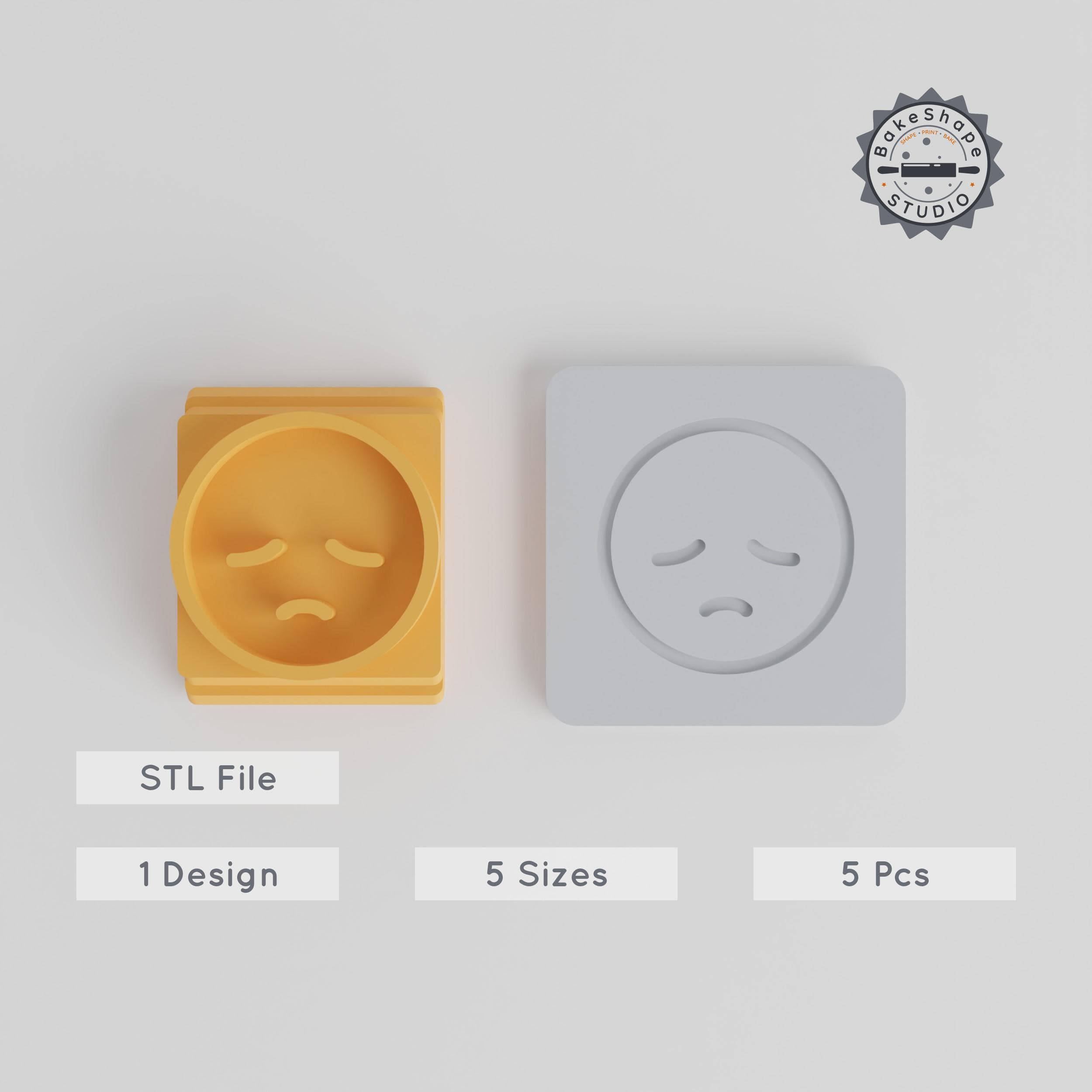 Disappointed Emoji Stamp Tile Set, 5 Sizes (20-40mm), Face Motif for Clay, Cookies & Fondant PRODUCT_2469 3d model