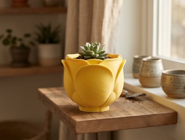 Tulip Flower Pot - Decorative Petal Planter 3d model