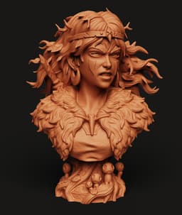 Forest Druid Bust STL | Fantasy RPG 3D Print | Tabletop Figure 3d model