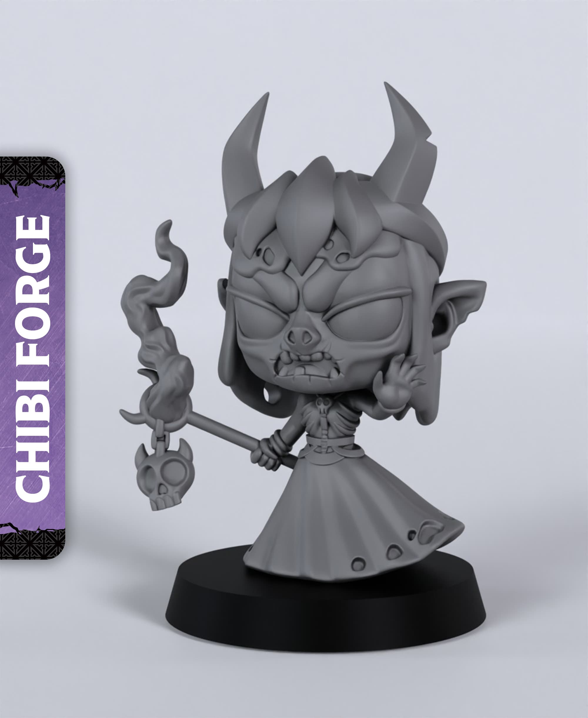 Chibi Necromancer Boss - With Free Dragon - 5e DnD Inspired for RPG and Wargamers 3d model