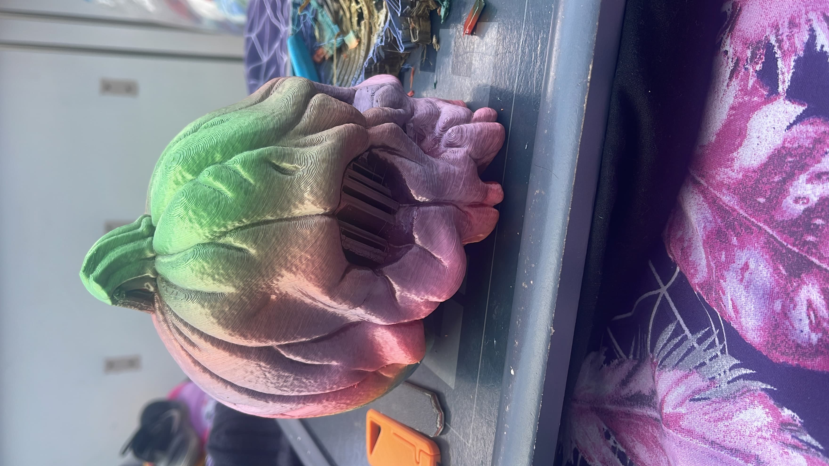 Rainbow pumpkin skull
