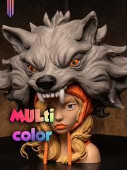 Red Riding Hood Wolf Bust 3MF | Fantasy Multi-Color | FDM 3d model