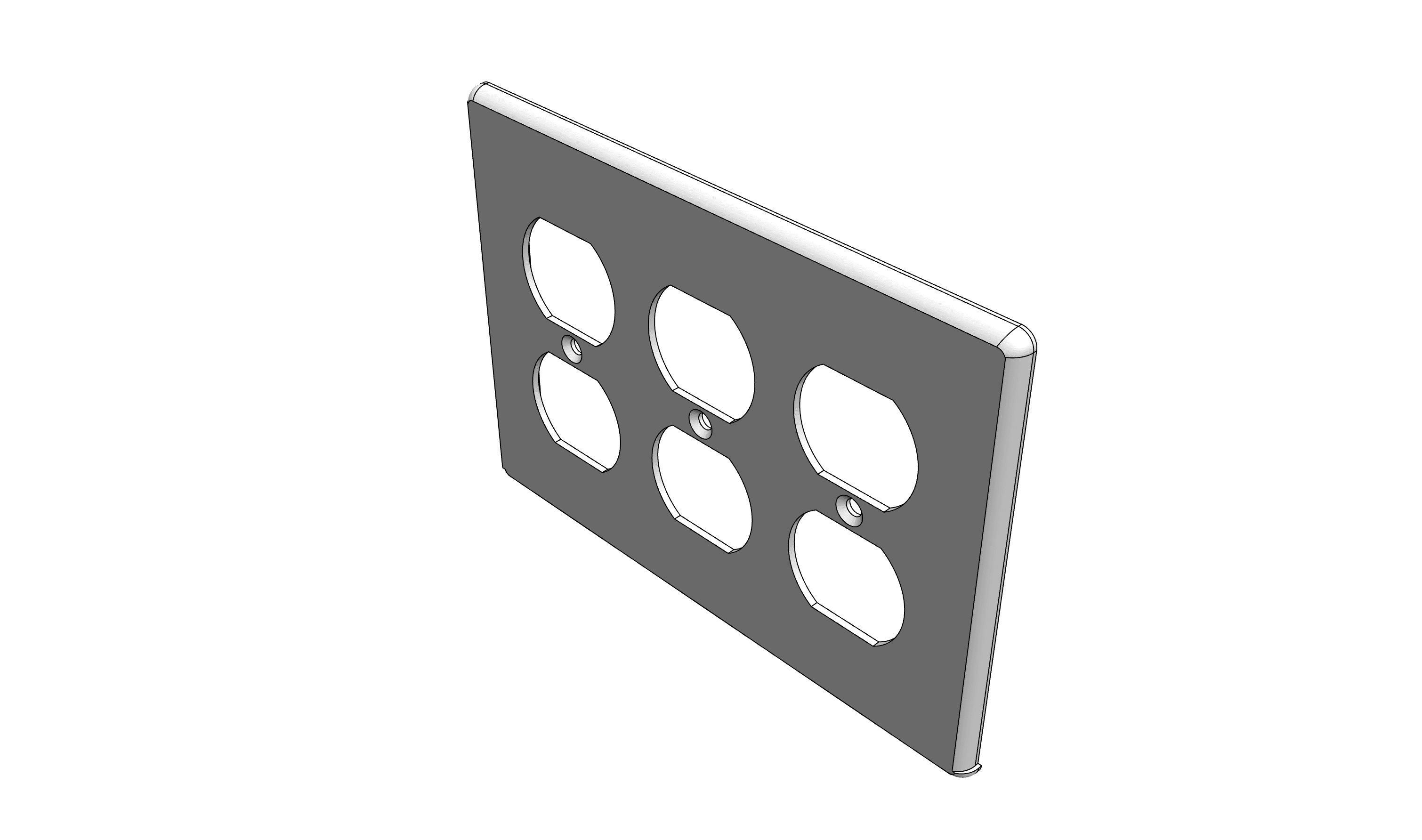 Three Gang Electrical Outlet Wall Plate (Original Replacement) 3d model