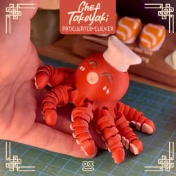 Chef Takoyaki Octopus Articulated Clicker - Desk Decoration Fidget 3d model