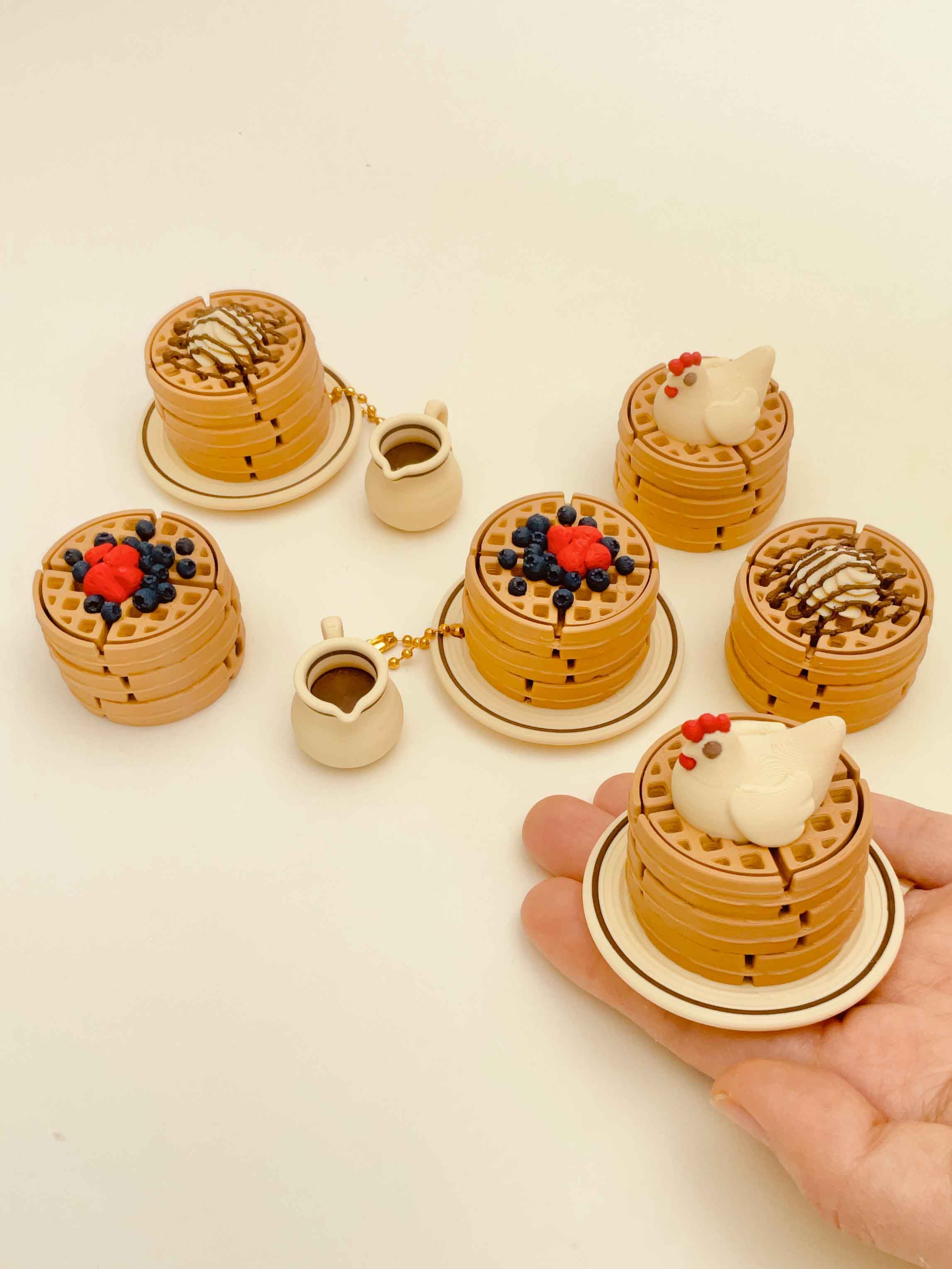 Waffles Clicker Keychain Fidget Toy Bundle 3d model