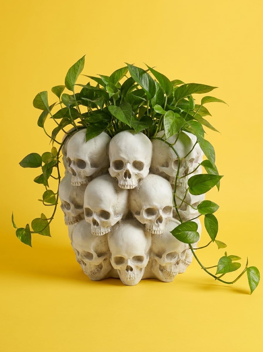 Macabre Stacked Skulls Planter - Gothic Catacombs Flower Pot 3d model