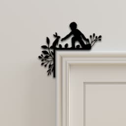 Child And Rabbit Door Corner Decor 3d model