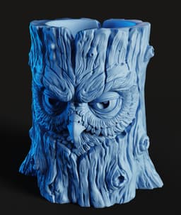 Owl Tree Stump Planter STL | Decor 3D Print | Textured 3d model