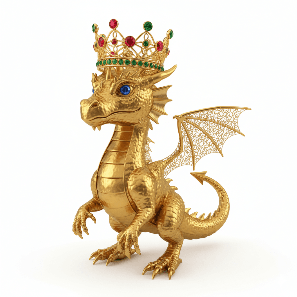 Cute Dragon : Tiny Golden Crown Dragon Creature 3d model