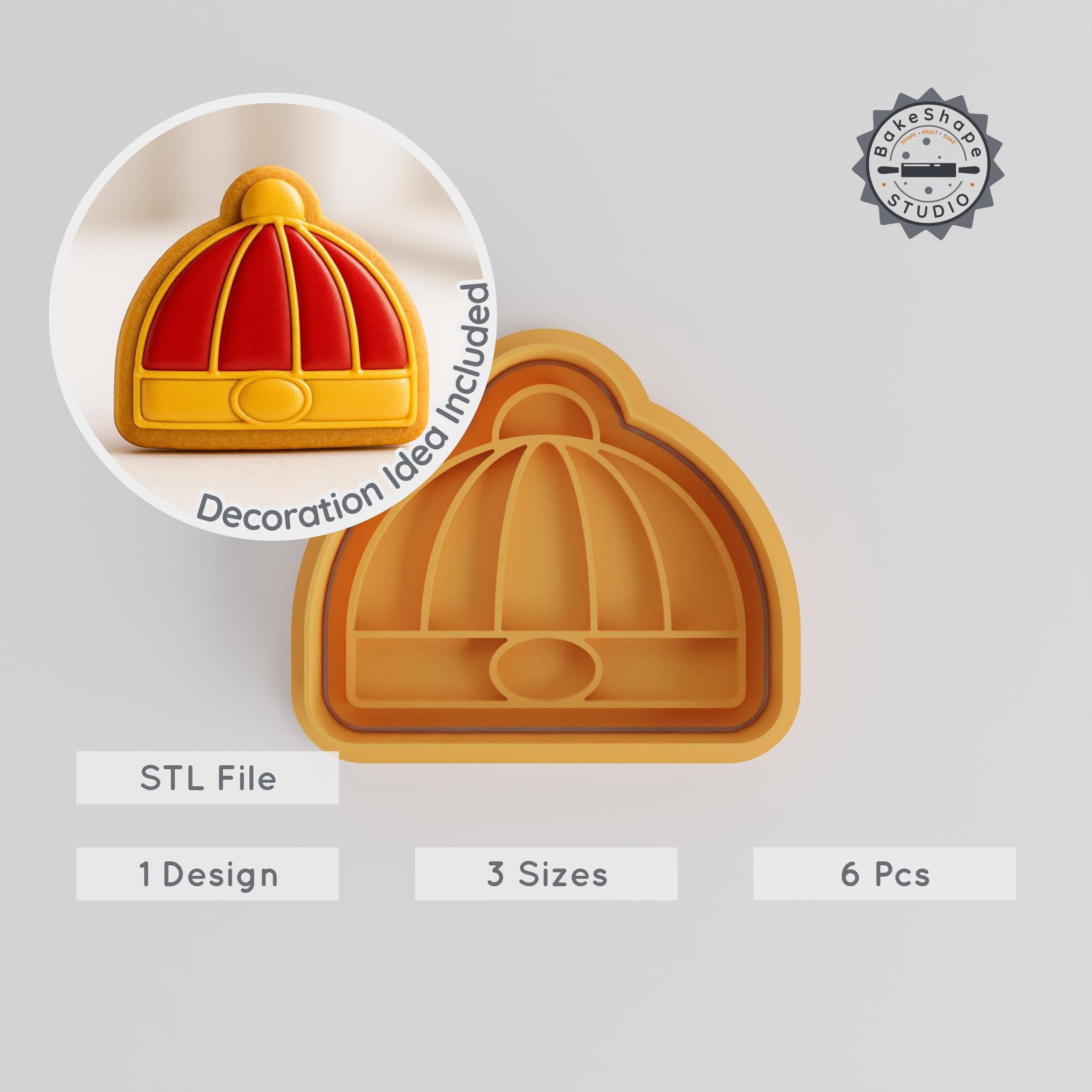 Chinese Hat Cookie Cutter & Stamp, Festival Cap, Traditional Design, 6-Piece Set, S/M/L, Perfect for Cookies & Fondant PRODUCT_2202 3d model