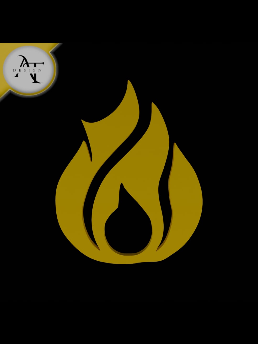Simple Flame Symbol - 2D Art 3d model