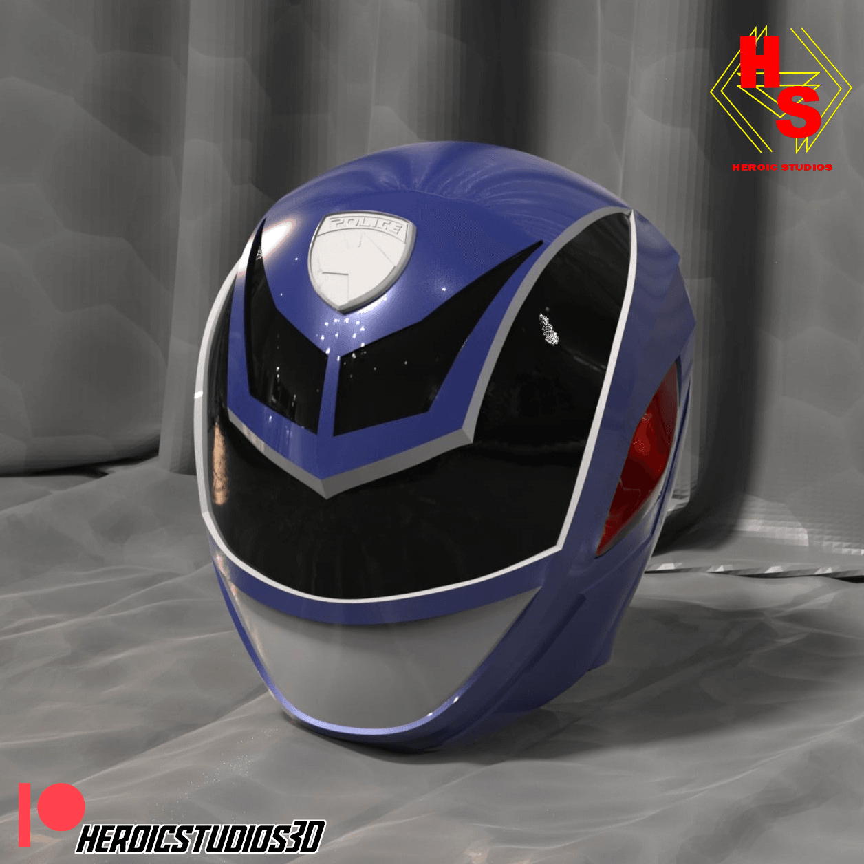 Blue SPD Ranger Helmet 3d model