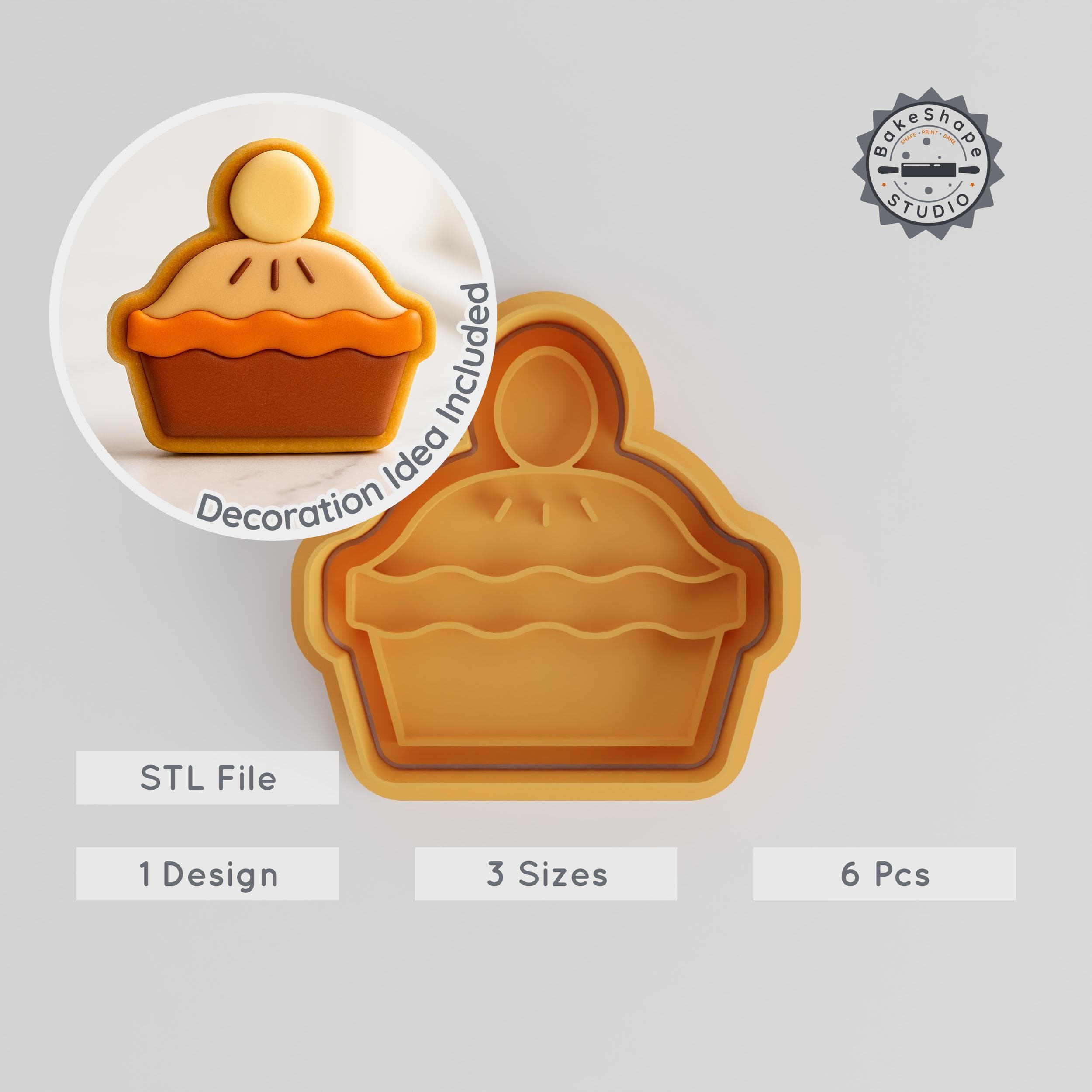 Pie Shape Cutter & Stamp Set, Cookie & Fondant Tool, 3 Sizes, Holiday & Celebration Desserts PRODUCT_75 3d model