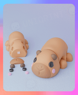Flexi Capybara Keychain (Separated Parts) 3d model