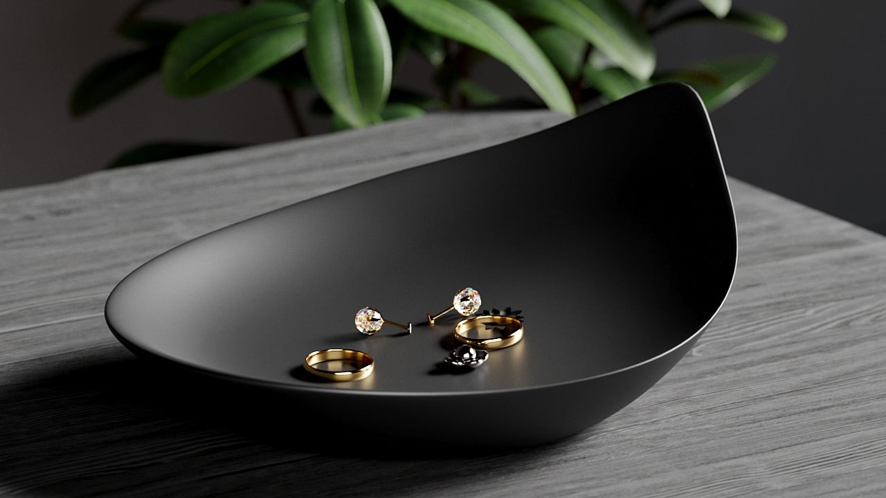 Noir Petal Jewelry Dish 3d model