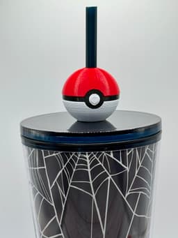 Pokeball Straw Topper 3d model
