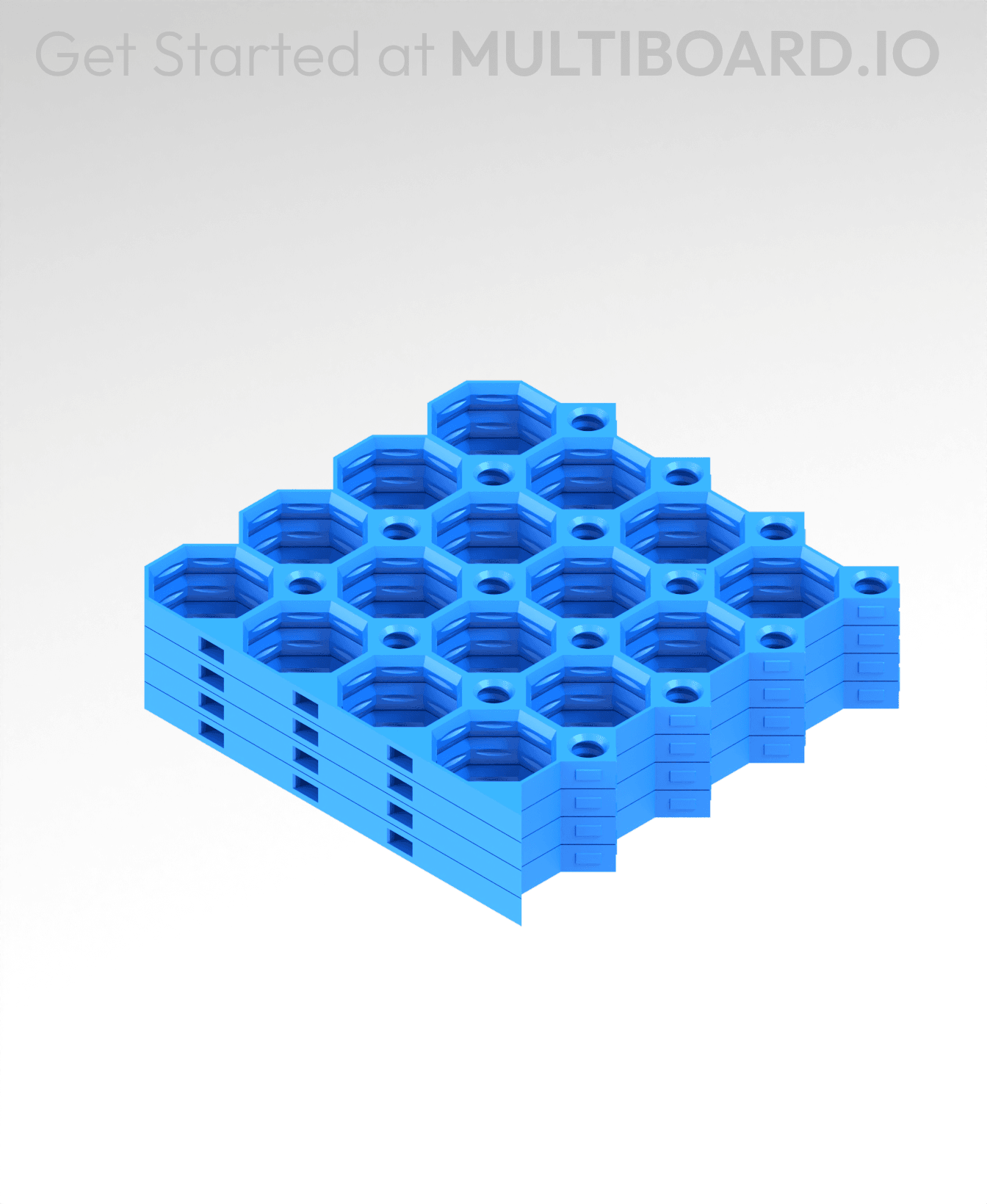 4x4 MU - Bottom Grid Interfitted - MultiBoard Octagon Plate - 4x Ironing Stack 3d model