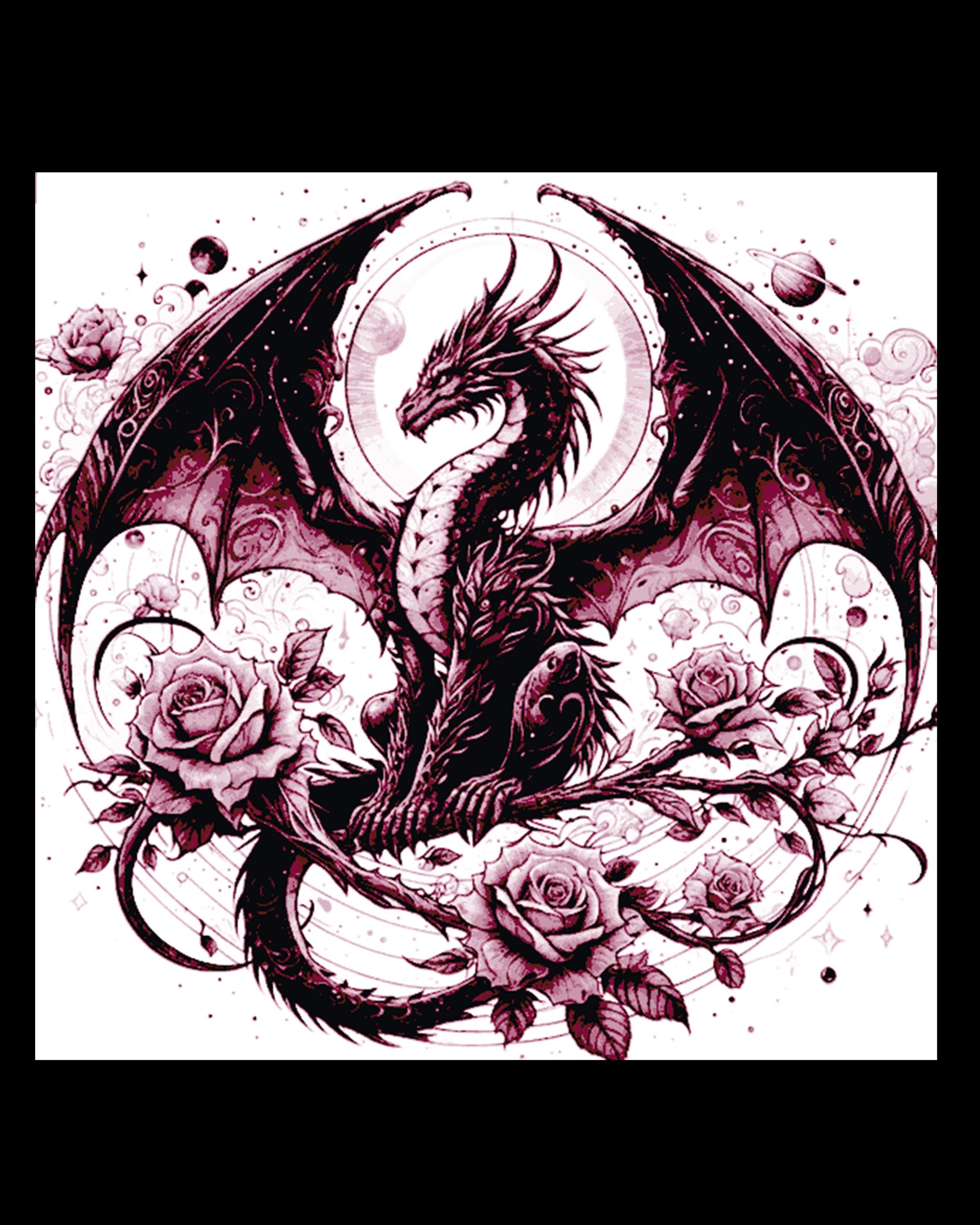 Fantasy Depiction of a Dragon Symbol with Roses 3d model