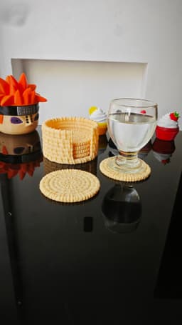 Wicker-Style Coaster Set 3d model