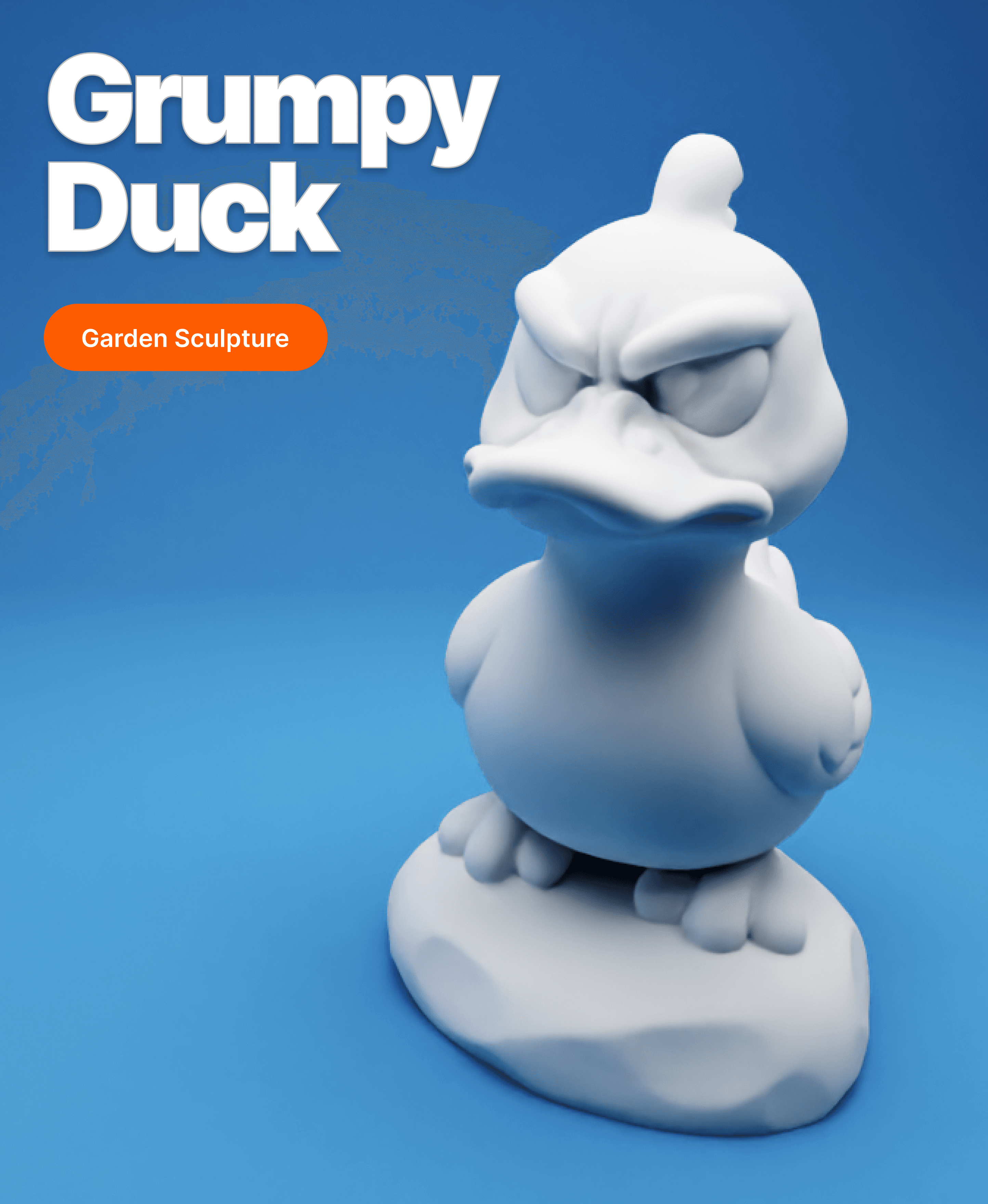 Grumpy Duck on a Rock 3d model
