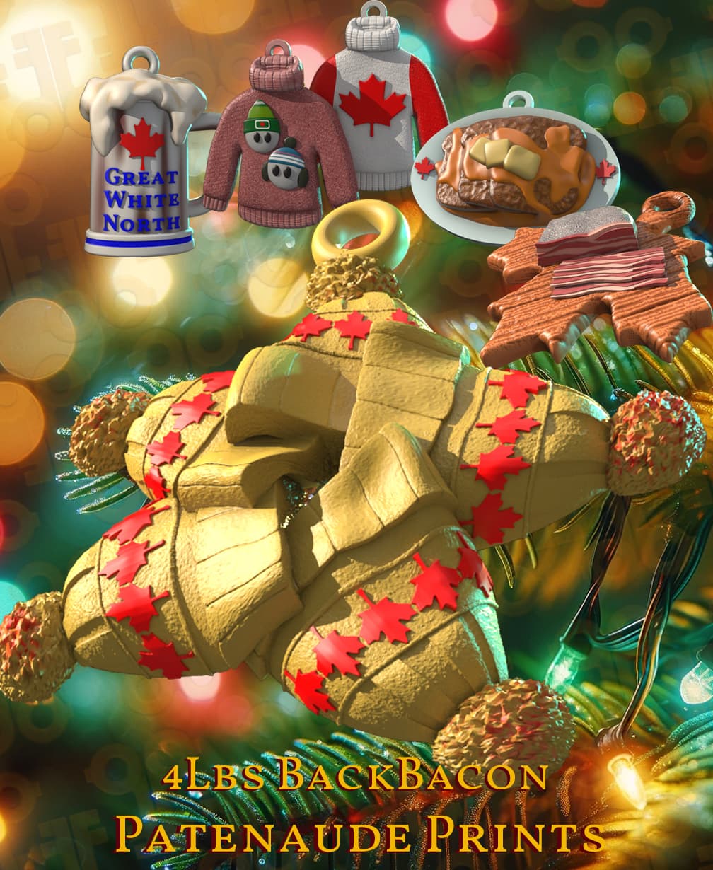 5 Golden Tuques Christmas Tree Ornament 3d model