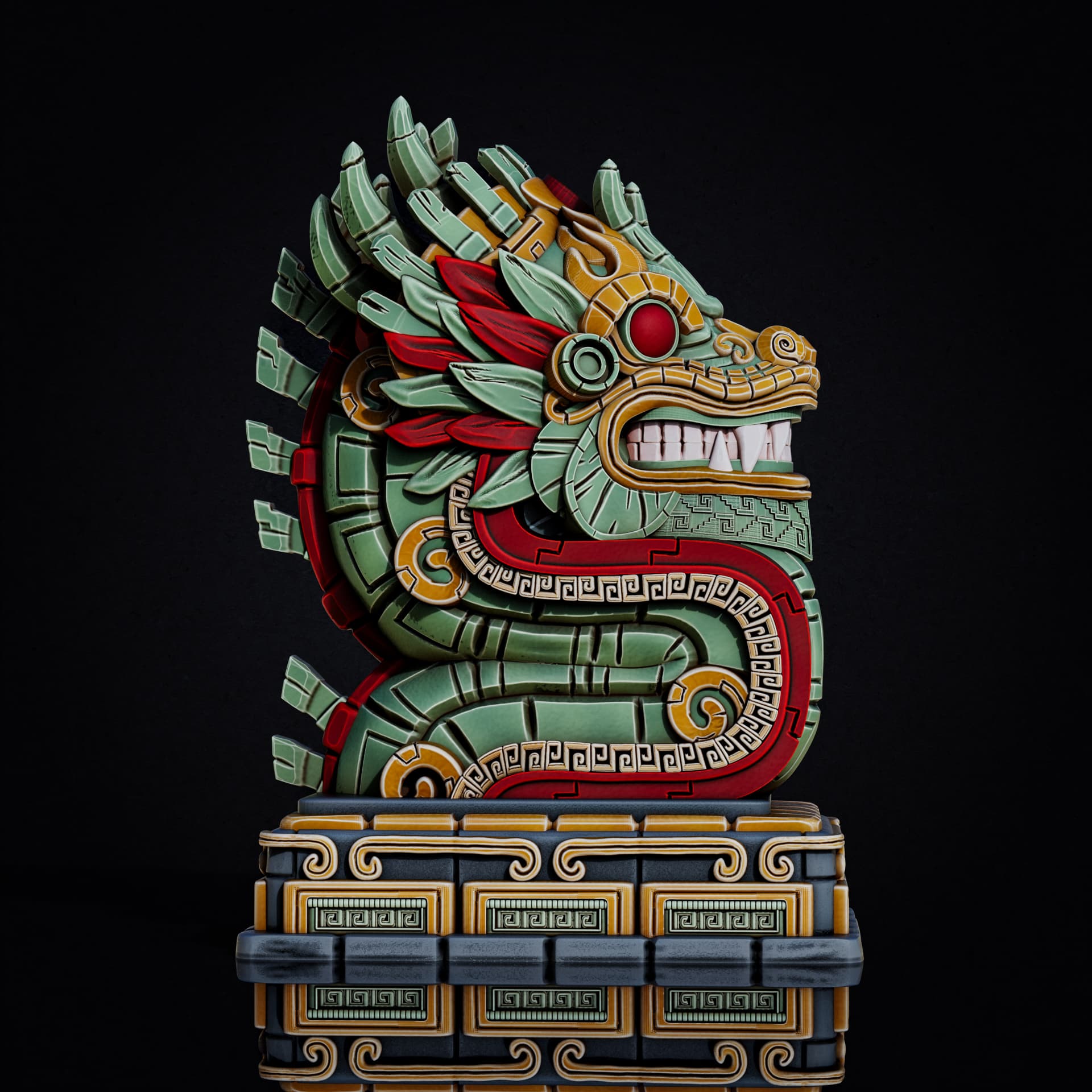 Aztec Dragon bust (Pre-Supported) 3d model